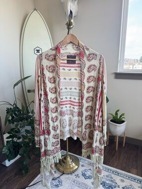 anthro fringe cardigan